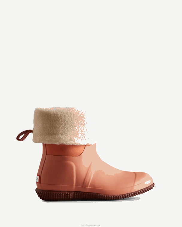 X226V278 geïsoleerde veganistische schapenvachtlaarzen met roltop vrouwen Hunter ruwe roze/gedempte bes