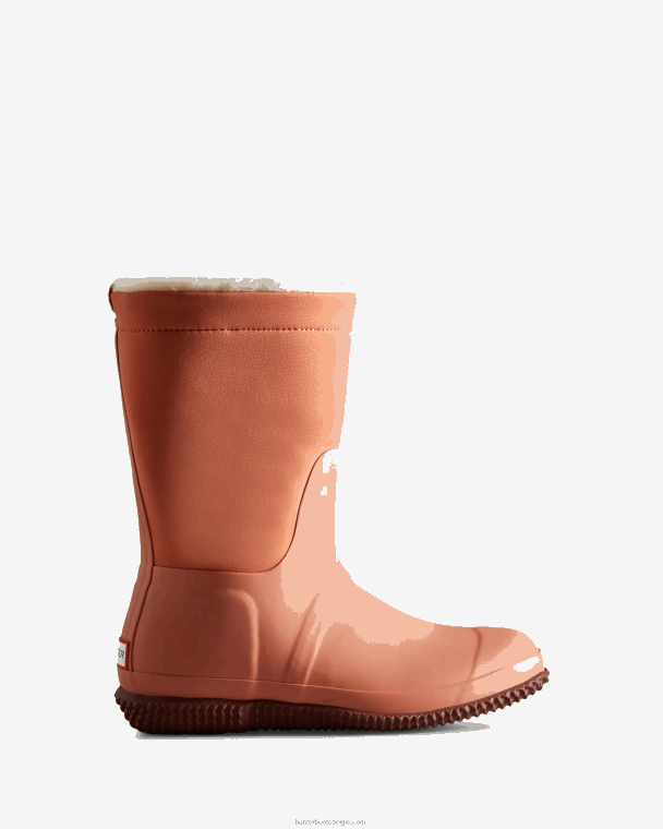 X226V278 geïsoleerde veganistische schapenvachtlaarzen met roltop vrouwen Hunter ruwe roze/gedempte bes