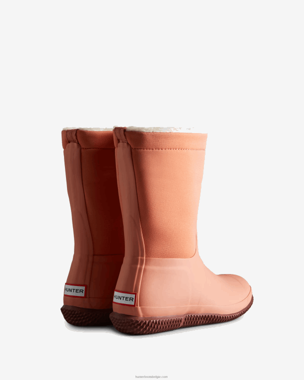 X226V278 geïsoleerde veganistische schapenvachtlaarzen met roltop vrouwen Hunter ruwe roze/gedempte bes