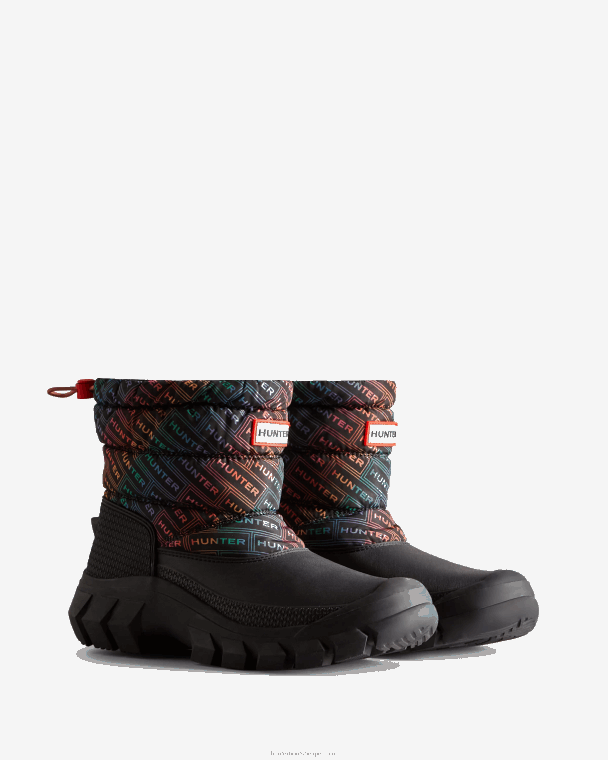 X226V151 onverschrokken geïsoleerde korte snowboots met logoprint vrouwen Hunter logo regenboog xray marine