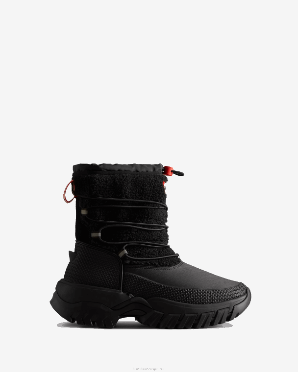 X226V206 Wanderer vegan schapenvacht geïsoleerde korte snowboots vrouwen Hunter zwart