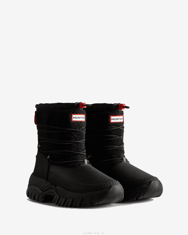 X226V206 Wanderer vegan schapenvacht geïsoleerde korte snowboots vrouwen Hunter zwart