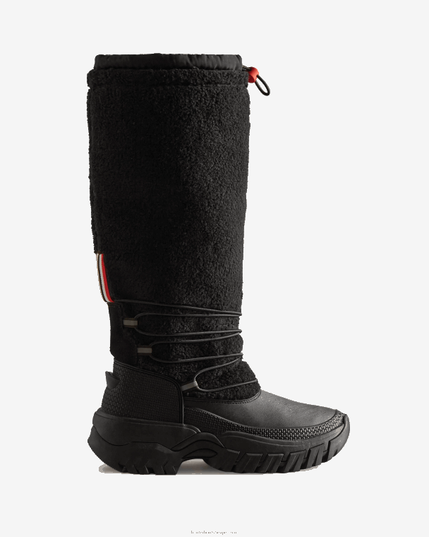 X226V208 Wanderer Vegan Shearling geïsoleerde hoge snowboots vrouwen Hunter zwart