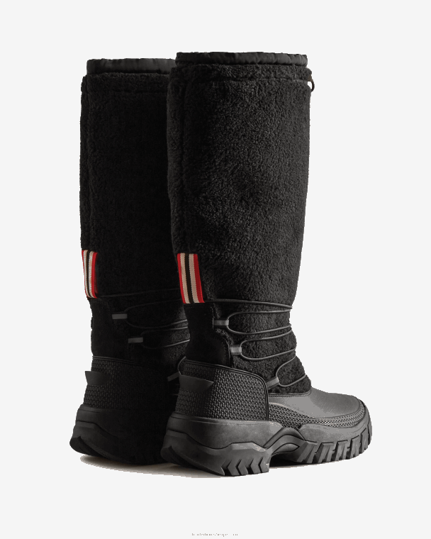 X226V208 Wanderer Vegan Shearling geïsoleerde hoge snowboots vrouwen Hunter zwart