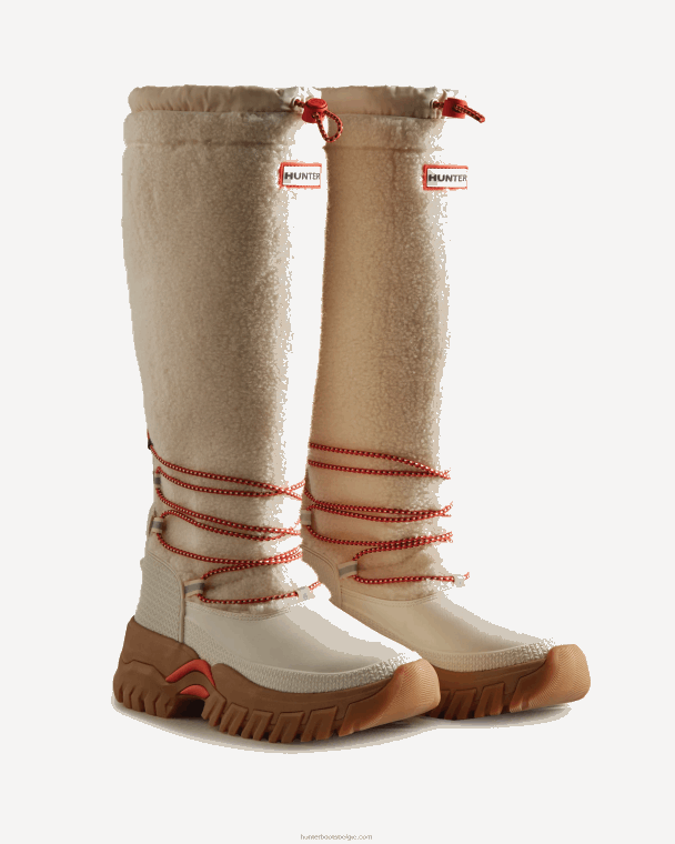 X226V209 Wanderer Vegan Shearling geïsoleerde hoge snowboots vrouwen Hunter witte wilg/gom