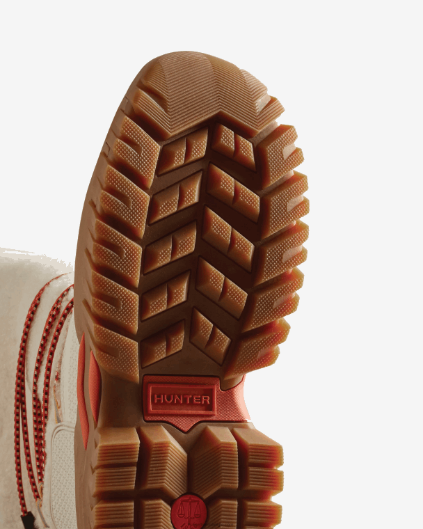 X226V209 Wanderer Vegan Shearling geïsoleerde hoge snowboots vrouwen Hunter witte wilg/gom