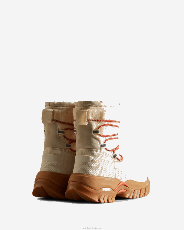 X226V320 Wanderer vegan schapenvacht geïsoleerde korte snowboots vrouwen Hunter witte wilg/gom