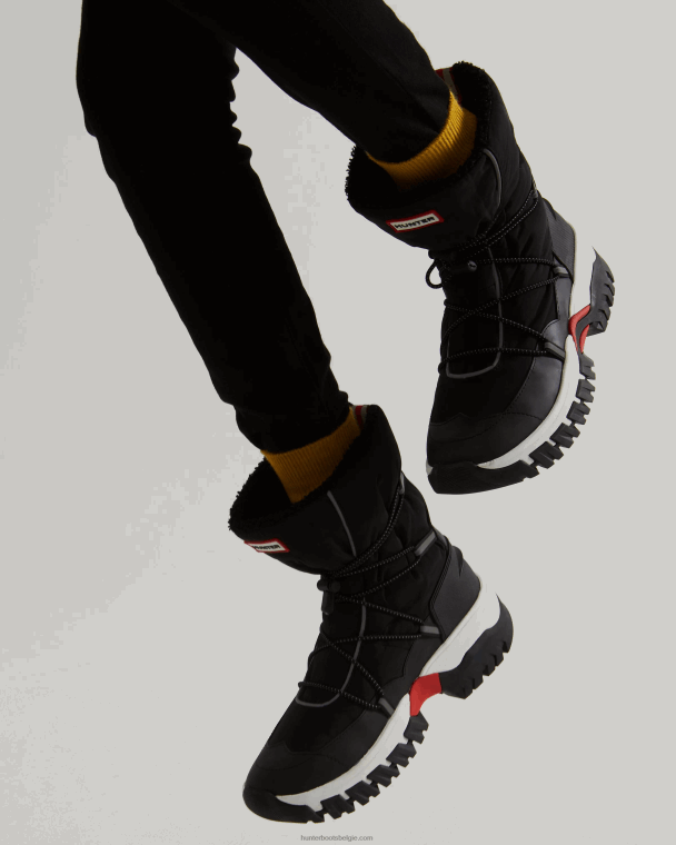 X226V321 geïsoleerde snowboots van gerecycled polyester vrouwen Hunter zwart