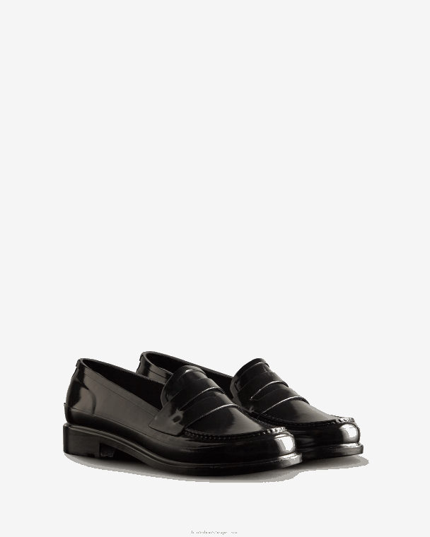 X226V269 verfijnde gloss penny loafers vrouwen Hunter zwart