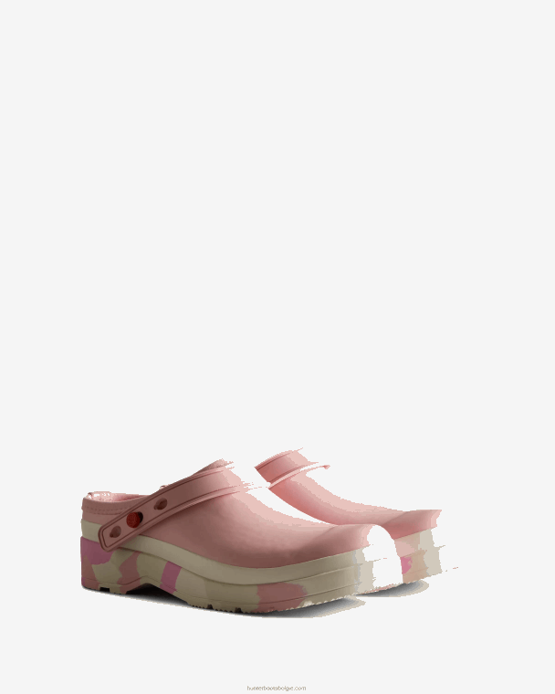 X226V253 play color splash zoolband klompen vrouwen Hunter vervaagde roos/geschaduwd wit/roze bruis/schuimende steen