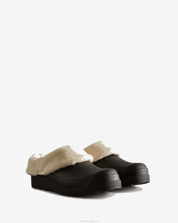 X226V258 play vegan shearling geïsoleerde klompen vrouwen Hunter zwart