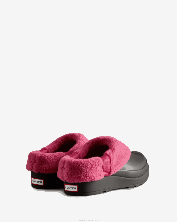 X226V259 play vegan shearling geïsoleerde klompen vrouwen Hunter zwart/prismatisch roze