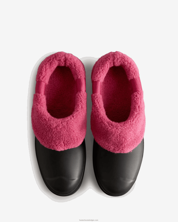 X226V259 play vegan shearling geïsoleerde klompen vrouwen Hunter zwart/prismatisch roze