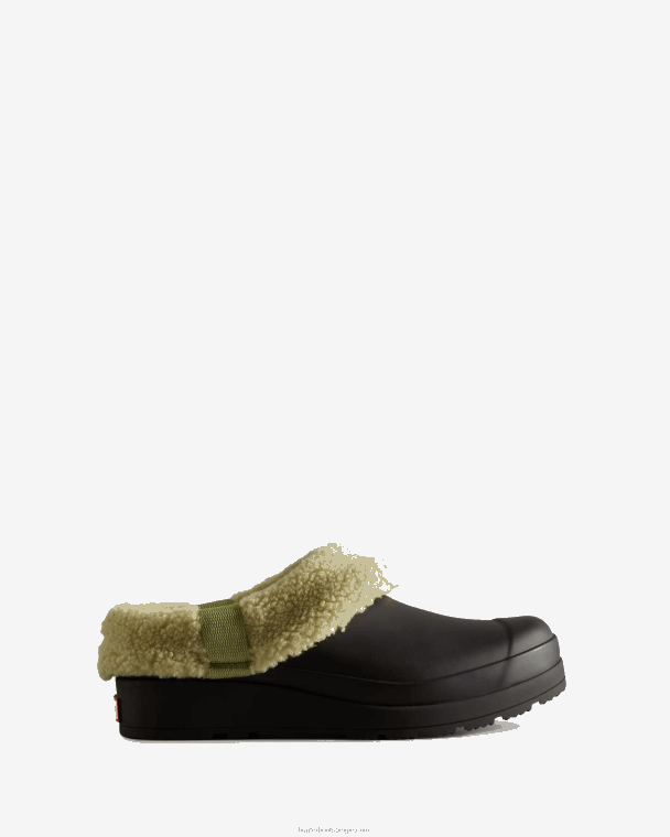 X226V260 play vegan shearling geïsoleerde klompen vrouwen Hunter zwart/wildgroen