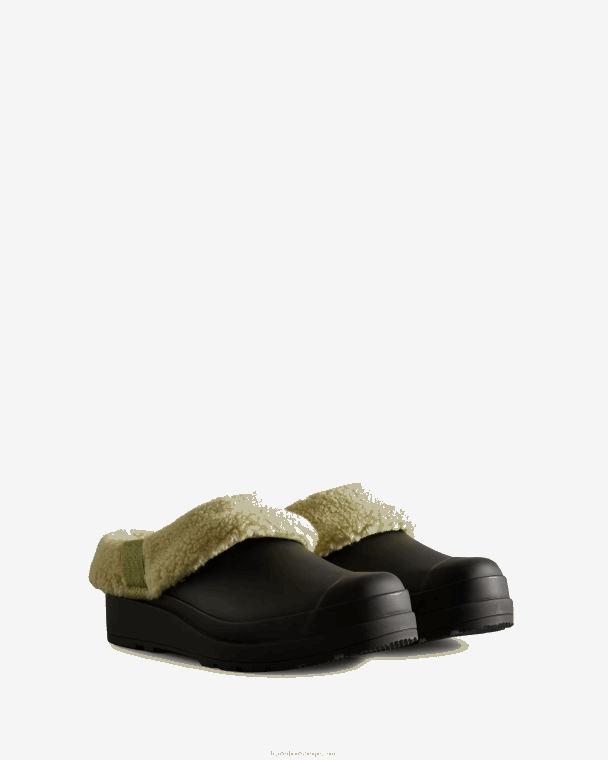 X226V260 play vegan shearling geïsoleerde klompen vrouwen Hunter zwart/wildgroen