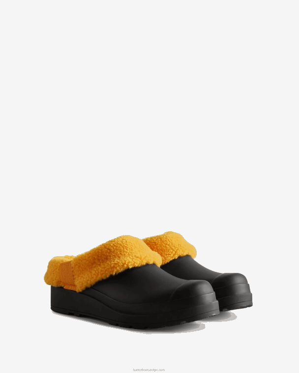 X226V328 play vegan shearling geïsoleerde klompen vrouwen Hunter zwart/nomade oranje