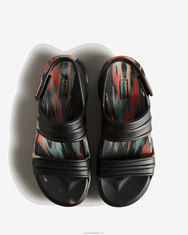 X226V257 Bloom marmeren sandaal vrouwen Hunter zwart